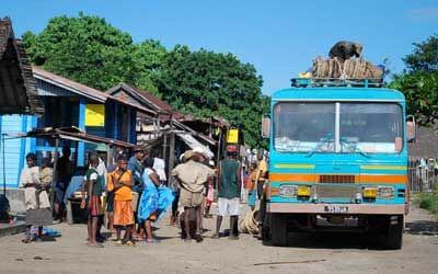 Taxi brousse loading up in Madagascar