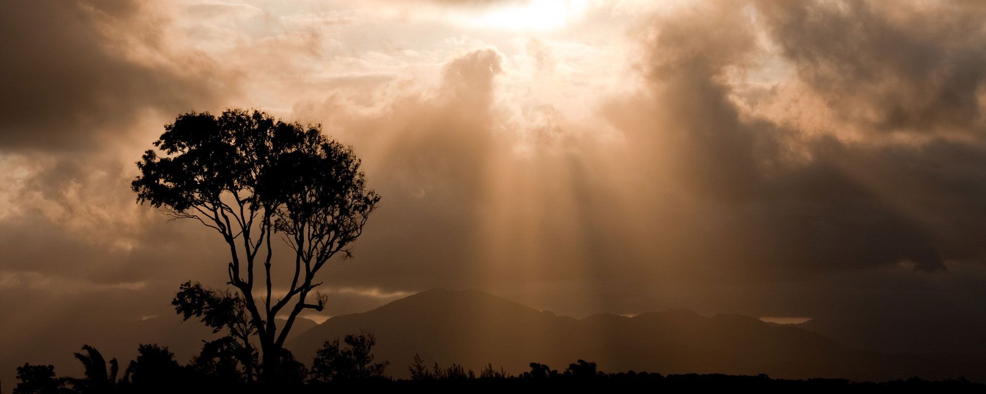 Sunset through clouds in Madagascar