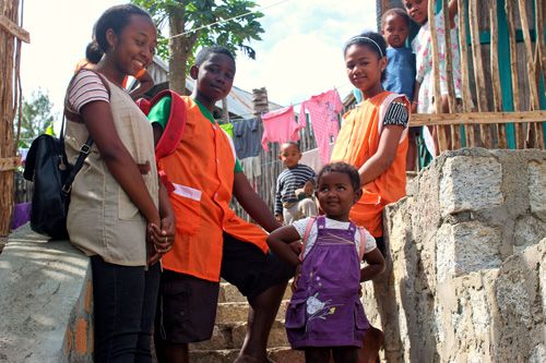 Happy schoolchildren in Madagascar