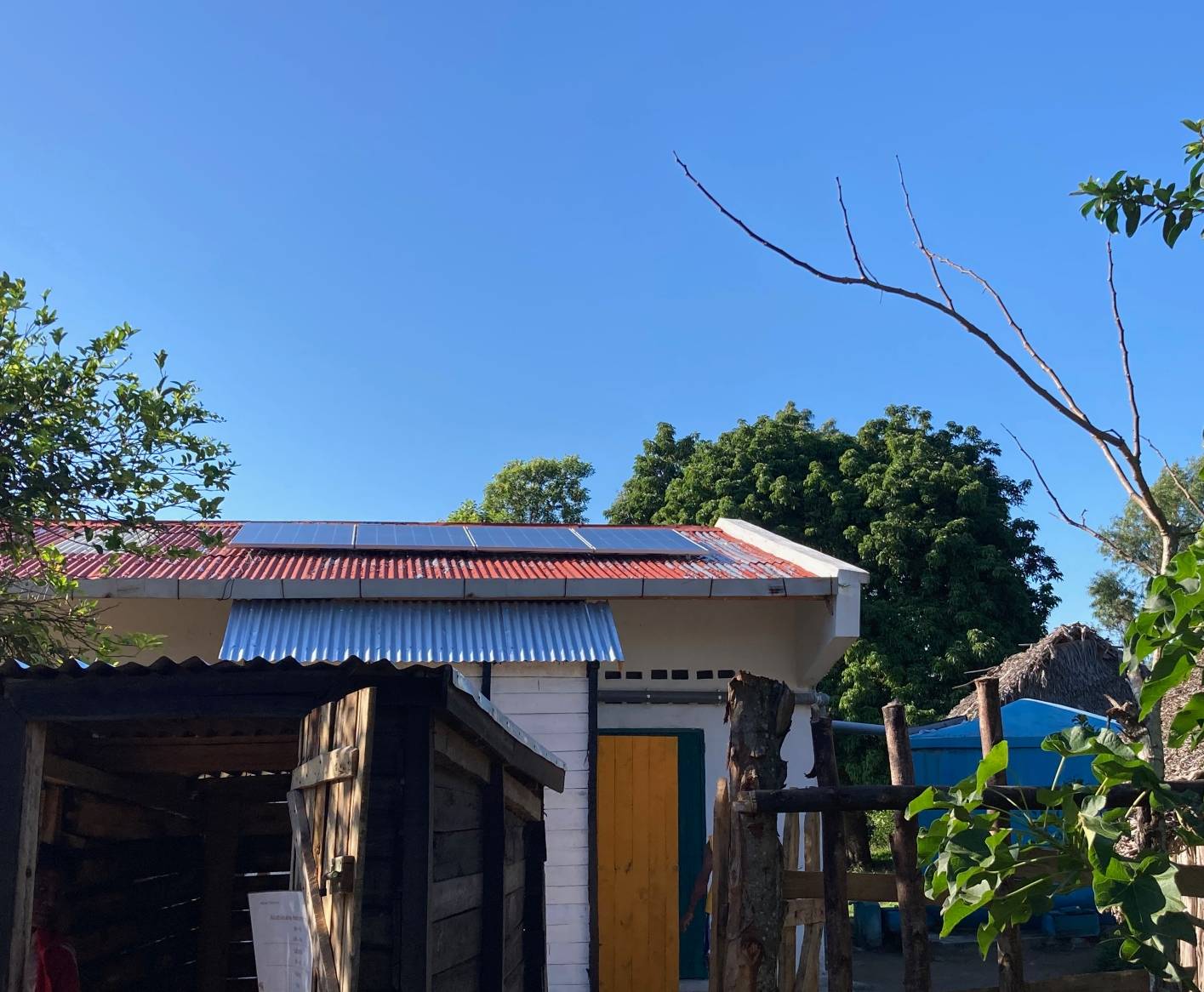 A solar panel on the roof of a school in Madagascar