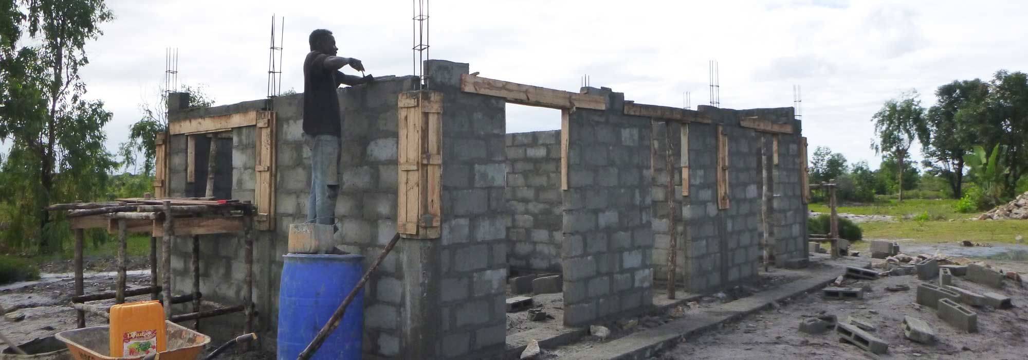 Mahampy weavers studio under construction in Sainte Luce, Madagascar