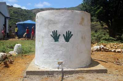 Handwashing point and rainwater harvesting