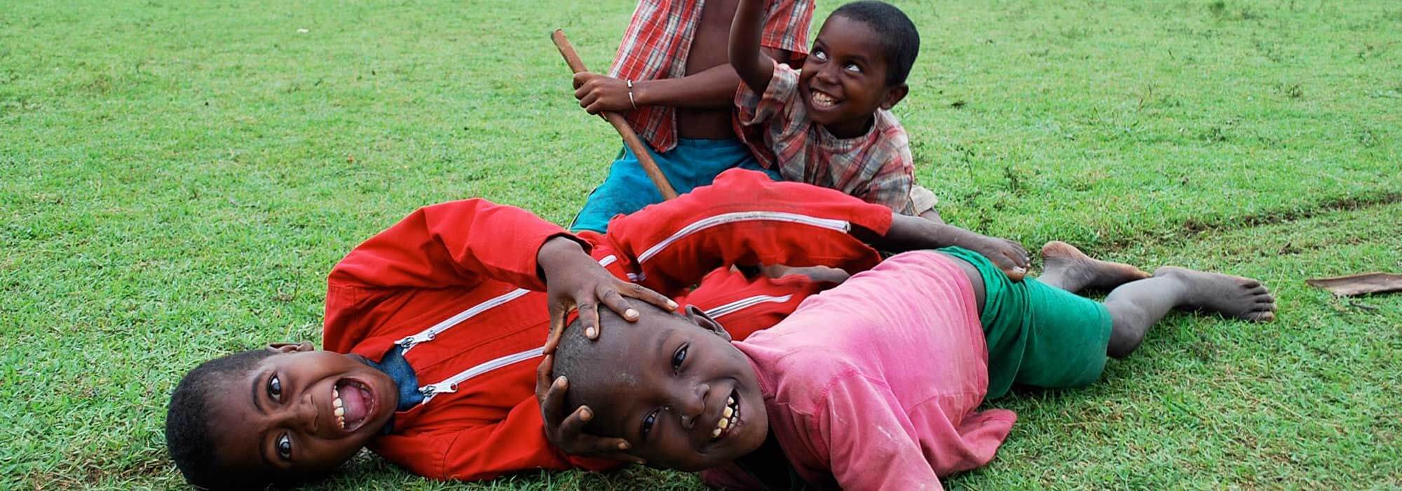 Smiling happy Malagasy kids