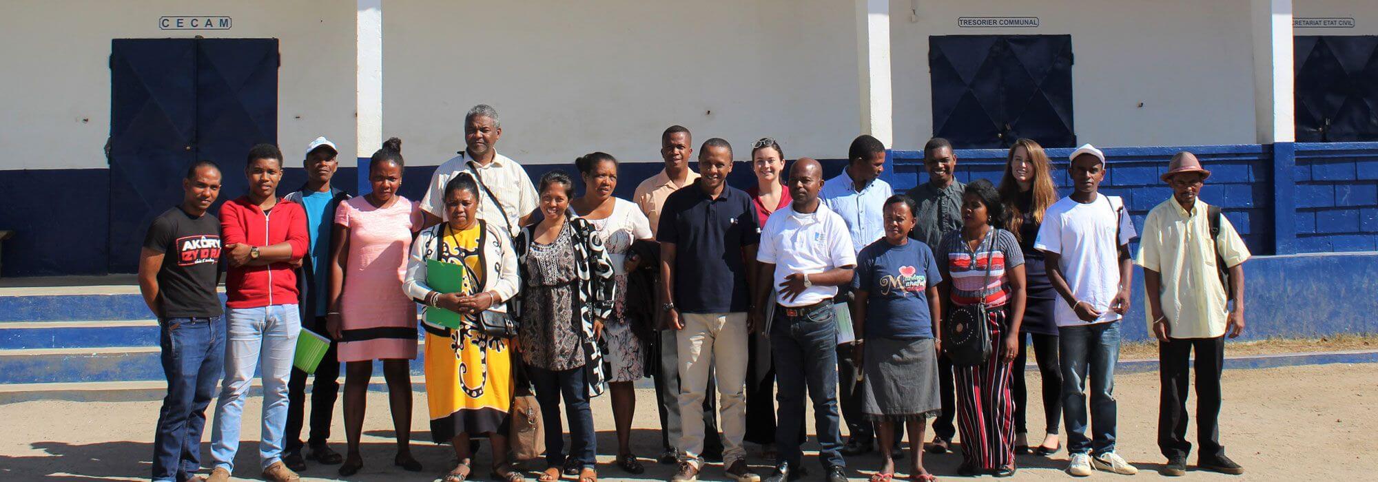 Group assembled outside one of the roundtable sessions in Madagascar