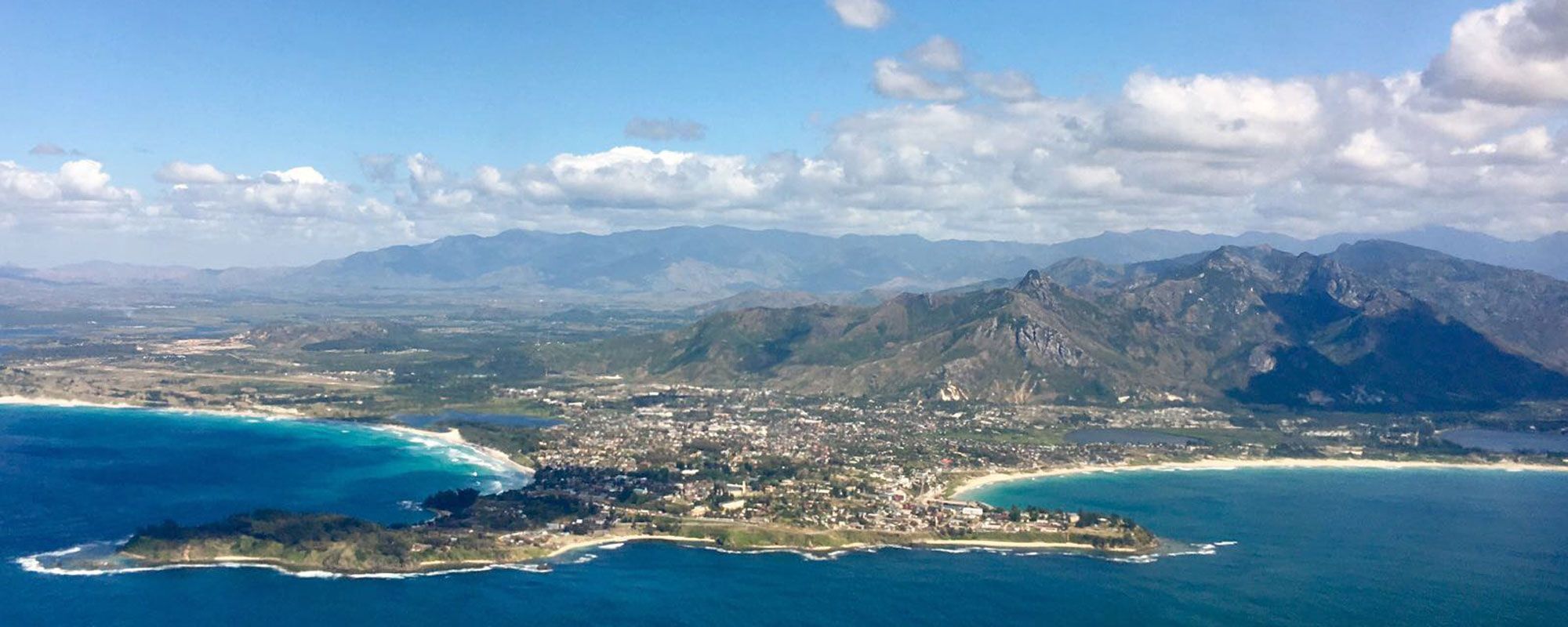 Aerial photo of Fort Dauphin, Madagascar from the coast