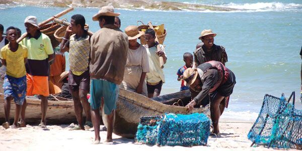 Lobster fishers bringing in their catch in Sainte Luce