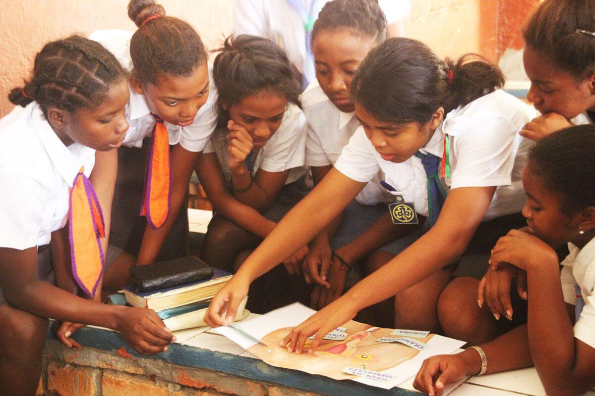 Girls taking part in Menstrual Health education in school