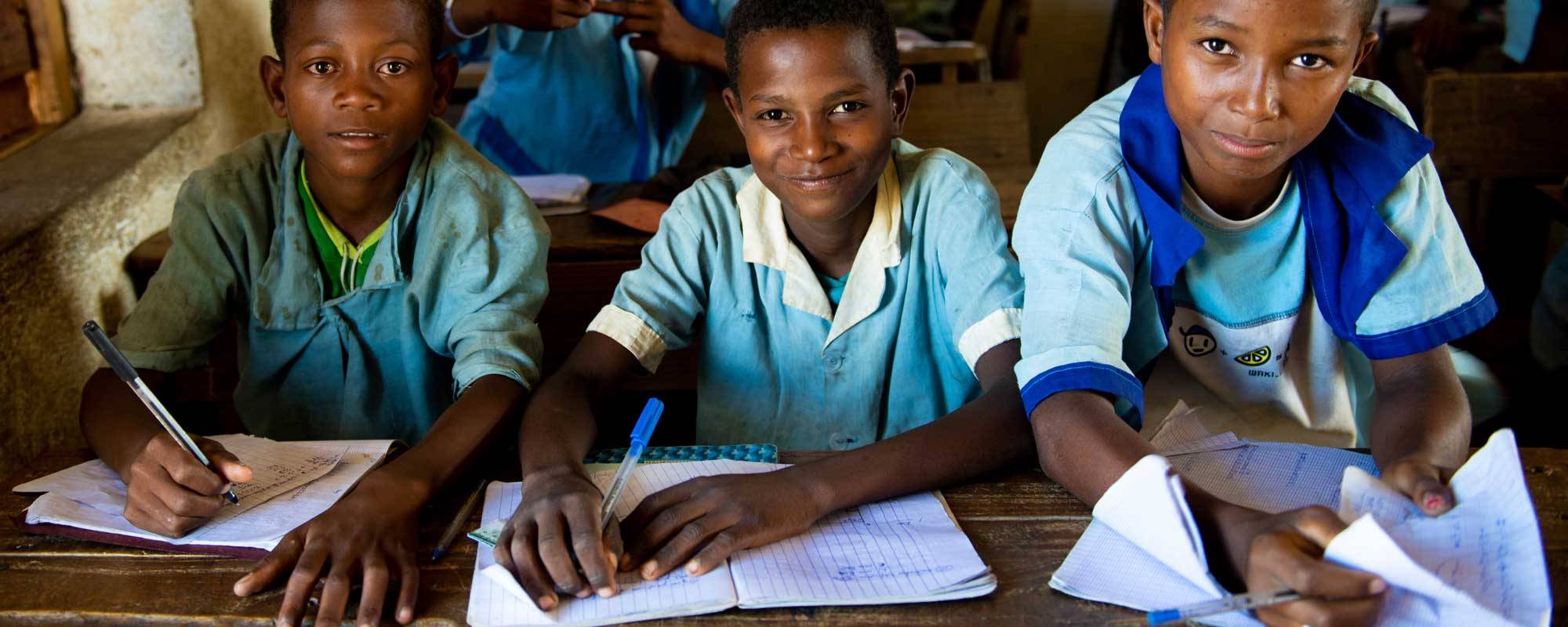 Students in a primary school in Madagascar